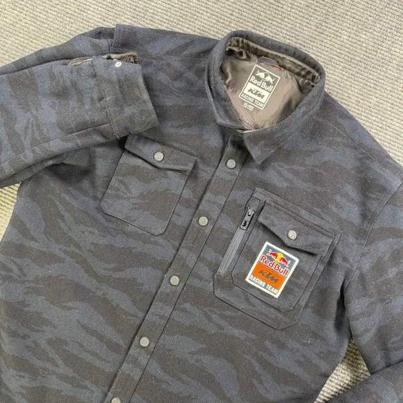 Red Bull KTM Racing Team Mens XXL Camo Quilted Lined Shirt Jacket Tiger Stripe - Picture 1 of 13